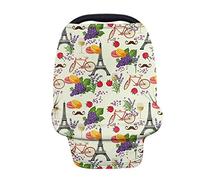 HUGS IDEA Romantic Paris Eiffel Tower Super Soft Cotton Multi Use for Baby Car Seat Covers Carseat Canopy Easily Slips On & Off