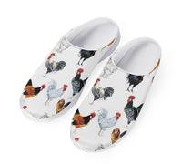 HUGS IDEA Rooster Chicken Print Unisex Garden Clogs Women Men Water Shoes Slippers Comfy Sandals Shower Beach Shoes