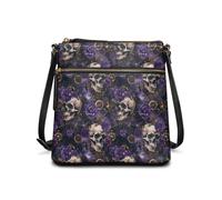 HUGS IDEA Rose Skull Women's Hobo Handbags Gpthic Crossbody Purse for Lady Halloween Handbags for Holiday Party Tote Bag with Zipper Pockets