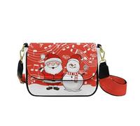 HUGS IDEA Santa Claus Women's Satchel Handbags Snowman Leather Crossbody Purse with Guitar Strap Christmas Shoulder Bag for Women Fashion Work Wallet for Lady