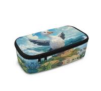 HUGS IDEA Seagull Themed Pen Pouch Boys Ocean Print Pencil Case for Elementary Students Lightweight School Pencil Holder Pouch for Boys 8-12 Large Capacity Pen Storage Organizer for School