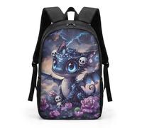 HUGS IDEA Skull Dragon School Bag Gothic Kids Backpack Lightweight & Breathable Casual Daypack for Primary School Nursery Water Resistant 17 Inch
