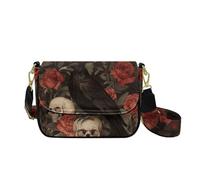 HUGS IDEA Skull Women's Hobo Handbag Crow Leather Crossbody Purse Trendy Shoulder Bag for Lady with Zipper Inner Pocket Fashion Large Capacity Wallet for Work