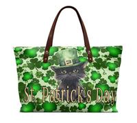 HUGS IDEA Soft Leather Shoulder Bag Work Totes for Women Purse Handbag with Zipper Pocket Large Satchel Purse Women St Paddy's Day Gifts Green