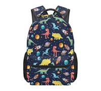 HUGS IDEA Space Dinosaurs Backpack for Children Lightweight Rucksack for Boys 17 Inch Large Capacity School Bag for Kindergarten Students Bookbag for School Travel Hiking