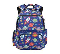 HUGS IDEA Space Rocket Boys Backpack Lightweight Preschool Bookbag Front Pocket Dual Side Pockets Ages 4-6 Toddler Backpack Back to School Playdate Daily Use