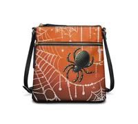 HUGS IDEA Spider Crossbody Purse for Women Halloween Leather Handbags with Adjustable Strap Retro Shoulder Bag for Holiday Party Stylish Cell Phone Wallet