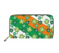 HUGS IDEA St Patrick's Day Womens Purse PU Leather Clutch Zipper Slim Wallet Saint Patrick Decor Ladies Purse Handbag