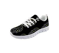 HUGS IDEA Star Skull Fashion Running Sneakers Classic Black Lightweight Outdoor Athletic Walking Shoes