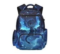 HUGS IDEA Starry Dragon Girls Backpack Lightweight School Bookbag Padded Straps Dual Side Pockets Front Zipper Pocket Ages 6-12 Back to School Elementary Daily Use