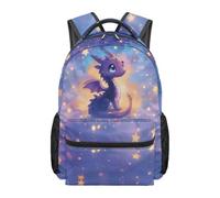 HUGS IDEA Starry Dragon School Backpack for Girls Spacious Multi Pockets Lightweight Bag 17 Inch Practical Rucksack for Children Kindergarten Elementary Outdoor Use