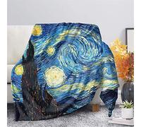 HUGS IDEA Starry Night by Vincent Van Gogh Flannel Fleece Throw Blanket, Flannel Plush Soft Bed Blanket Throws Perfect for Bed, Sofa, Couch Fall Winter and Spring - S