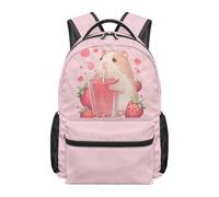 HUGS IDEA Strawberry Hamster School Backpack for Teens Girls 17 Inch Daypack with Front Pocket Lightweight Bookbag with Laptop Compartment Rucksack for Hiking Camping