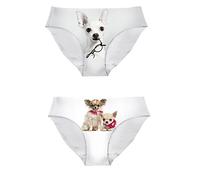 HUGS IDEA Stylish Dog Print Underwear Briefs Lady Comfortable Seamless Panties 2 Pack M