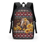HUGS IDEA Sunflower Horse Boys Backpack Floral Animal Bag age 6-12 School Bookbag Large Capacity Water Resistant Back to School Daily Use Gifts