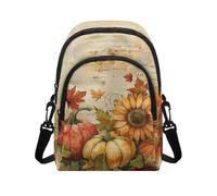 HUGS IDEA Sunflower Pumpkin Crossbody Hangbags for Women Autumn Harvest Satchel Bags for Lady Work Large Capacity Cell Phone Bag with Multiple Pockets Lightweight Satchel Purses
