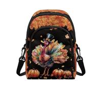 HUGS IDEA Thanksgiving Turkey Crossbody Bag for Women Travel Autumn Harvest Crossbody Handbags with Adjustable Strap Retro Shoulder Bag for Lady Work Stylish Cell Phone Purse