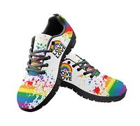 HUGS IDEA Training Shoes Rainbow LGBT Stripe, Women Trainers Gift Light Soft Road Running Low Top Sneakers, Girls Teenagers Athletic Shoes for Jogging - UK 13