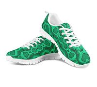 HUGS IDEA Ultra Light Memory Foam Mesh Sneaker Breathable Green Snake Skin Novelty UK 5