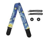 HUGS IDEA Van Gogh Starry Night Guitar Shoulder Strap 33-56'' Length & 2.1'' Width, Soft Durable Less Pressing Shoulder Strap for Band Club Bass