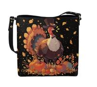 HUGS IDEA Women Bucket Bags Leather Purse Handbag Shoulder Bag for Ladies Purse Crossbody Wallet Bag, Thanksgiving Turkey, L