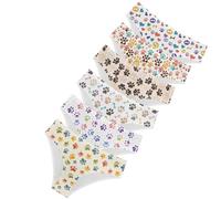 HUGS IDEA Women Ladies Triangle Panties Full Set of 6 Packs Bulk Underwear Briefs, Colorful Dog Paw, M