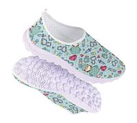 HUGS IDEA Women's Sneakers Nurse Celadon Breathable Mesh Slip on Sock Sneakers Slip-on Lightweight Athletic Running Walking Gym Shoes UK 5