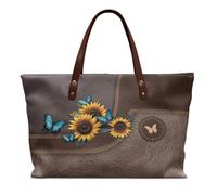 HUGS IDEA Women's Soft Leather Tote Bag Butterfly Top Satchel Purses and Handbags Vintage Shoulder Bags with Top Handle Waterproof and Large Capacity