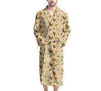 HUGS IDEA Yellow Chicken Flower Men’s Soft Snug Fluffy Dressing Gown Bathrobe, Dressing Gown Wrap Nightwear for Shower Sauna Hotel Home Coat
