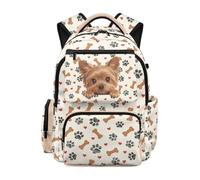 HUGS IDEA Yorkie Bones Backpack for Kids Lightweight Large Capacity School Rucksack with Multi-Compartment for Elementary Students Cute Animal School Bag for Girls Daily Use Travel Hiking