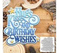 Hugs Kisses Birthday Greetings Metal Die Cuts for Card Making,Valentine's Flower Love Heart Card Cutting Dies Cut Stencils DIY Scrapbooking Album Decorative Embossing Paper Card Embossing Craft