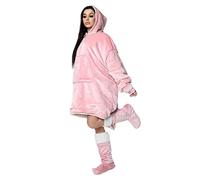 Hugs & Kisses London® Oversized Sherpa Wearable Hoodie Blanket Fluffy Large Pocket Snuggle Cosy Hug & Snug Comfy Hooded Hoody Sweatshirt for Men, Women | One Size Fits All (Blush Pink)