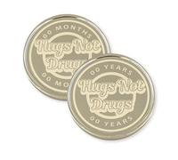 Hugs Not Drugs - Retro: Personalised Narcotics Anonymous Chip, Custom Milestone Token, NA Sobriety Chip Gift, EDC Recovery Reminder