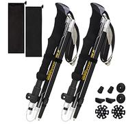 HUGSEE Walking Poles - 2 Pack Collapsible Trekking Hiking Poles with Quick Lock System, Folding, Telescopic, Ultralight for Senior Trekking, Backpacking, Hiking Black 110-135 cm