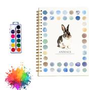 Hugsgarden Beginner Friendly Watercolor Workbook,Hugs Garden Watercolor Workbook,Autumn Water color Workbook for Adults,Water Coloring Book 12 Colors Paint Set with Brush (C)