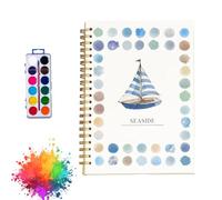 Hugsgarden Beginner Friendly Watercolor Workbook,Hugs Garden Watercolor Workbook,Autumn Water color Workbook for Adults,Water Coloring Book 12 Colors Paint Set with Brush (F)