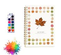Hugsgarden Beginner Friendly Watercolor Workbook,Hugs Garden Watercolor Workbook,Autumn Water color Workbook for Adults,Water Coloring Book 12 Colors Paint Set with Brush (A)