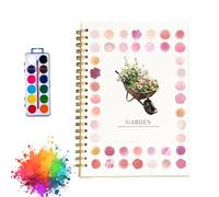 Hugsgarden Beginner Friendly Watercolor Workbook,Hugs Garden Watercolor Workbook,Autumn Water color Workbook for Adults,Water Coloring Book 12 Colors Paint Set with Brush (E)