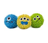 HugSmart Pet -Spiky Monster Dog Balls (3-Pack) Plush Squeaky Ball for Dogs, Small, Medium Breeds ｜No Stuffing, Interactive Fetch, Squeaky Dog Toys for Aggressive Chewers, Designed in Canada