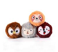 HugSmart Pet Zoo Ball 2 in 1 Plush and Squeaky Tennis Ball for Dog,No Stuffing Tough Interactive Fetch Dog Toys for Small Medium Large Dogs (4 Pack)