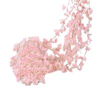 Hugsweet Artificial C-herry Blossom Garland Vines Hanging Vine Garland Artificial Flowers, Hangable Cherry Flower Branches For Outdoor Indoor Wedding Wall Badroom Ceremony Home Decoration