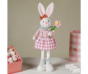 Hugsweet Easter Bunny Gnome Plush Decoration, Easter Standing Bunny With Stretchable Legs, 16’’-21’’ Easter Rabbit Figurine Decorations For Home Ornament Farmhouse Table Decor
