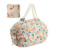 Hugsweet Folding Shopping Bag Reusable Tote Bag Foldable | Handles Attached Multi-Purpose Duffle Organizer for Beer Cake Fruits Potato Chips Picnic Beach Vacation