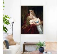 Hugues Merle " Maternal Affection " Canvas Prints Painting Aesthetics Picture Poster Wall Art Home Living Room Decoration(80x100cm/No Framed)