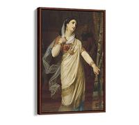 Hugues Merle Queen Esther Canvas Floater Frame Print Picture Art - Walnut Frame 20 inch wide x 30 inch high