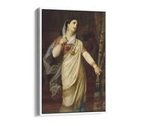 Hugues Merle Queen Esther Canvas Floater Frame Print Picture Art - White Frame 12 inch wide x 18 inch high