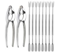 Hugwait 10 Pieces Seafood Tools Set, 8 Pieces Forks and 2 Lobster Crab Crackers, Seafood Tool Stainless Steel Set with Pliers, Nut Crackers Set Easy to Remove Seafood Lobster