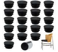 Hugwish 20 x Round Flap Plugs 16/22/25 mm for Tubes with an Outer Diameter of 25 mm, Black Plastic Plugs 25 mm, Round Plug (25 mm 20 Pieces)