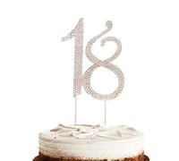 Hugwish Happy 18th Birthday Cake Topper Diamante golden Bling Rhinestones, Number 18 Anniversary Cake Topper For Women Birthday Party Marriage Anniversary (18 golden)