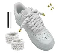 Hugwish Thick Rope Laces Strings For Air Force 1, Chunky Rope Laces 8mm Round And 140cm Long With Premium Cotton For AF1 Campus 00s, Rope Laces For Sneakers (white)